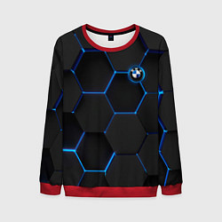 Свитшот мужской BMW blue neon theme, цвет: 3D-красный