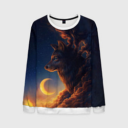 Свитшот мужской Ночной Волк Night Wolf, цвет: 3D-белый