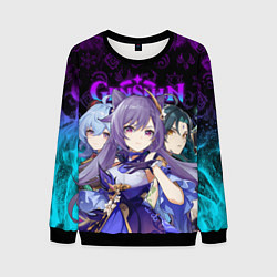 Свитшот мужской GENSHIN IMPACT ГЕРОИНИ В НЕОНОВОМ ОГНЕ NEON FIRE, цвет: 3D-черный