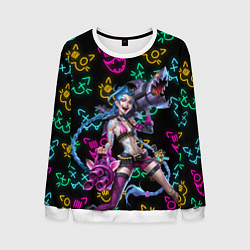 Свитшот мужской JINX ARCANE NEON MEOW! LOL, цвет: 3D-белый