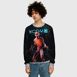 Свитшот мужской XCOM пришелец, цвет: 3D-меланж — фото 2