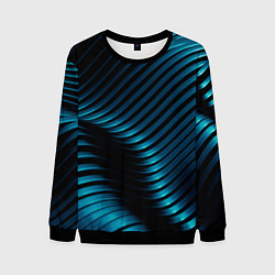 Свитшот мужской Волны голубого металла, цвет: 3D-черный