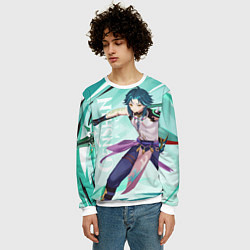 Свитшот мужской СЯО ВОЛНЫ, GENSHIN IMPACT XIAO, цвет: 3D-белый — фото 2