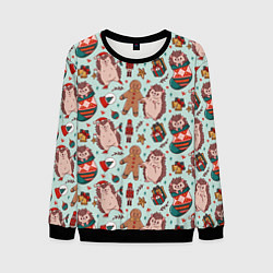 Мужской свитшот Новогодний ёжик и щелкунчик