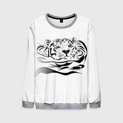 Свитшот мужской Тигр пловец, цвет: 3D-меланж