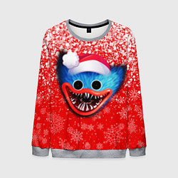 Свитшот мужской POPPY PLAYTIME ХАГИ ВАГИ НОВОГОДНИЙ, СНЕЖИНКИ, цвет: 3D-меланж