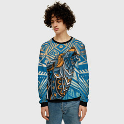 Свитшот мужской Синий волк в графике, цвет: 3D-черный — фото 2