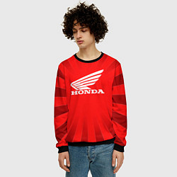 Свитшот мужской Honda красные линии, цвет: 3D-черный — фото 2