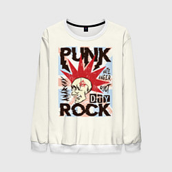 Свитшот мужской Punk Rock Панк, цвет: 3D-белый