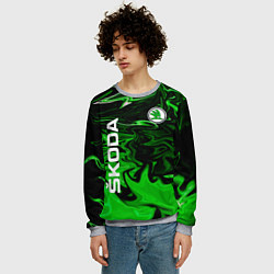 Свитшот мужской Skoda green sport, цвет: 3D-меланж — фото 2
