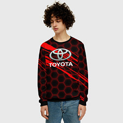Свитшот мужской Toyota: Красные соты, цвет: 3D-черный — фото 2