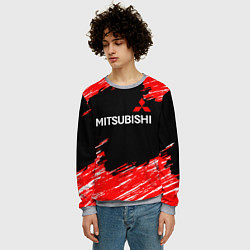 Свитшот мужской Mitsubishi размытые штрихи, цвет: 3D-меланж — фото 2