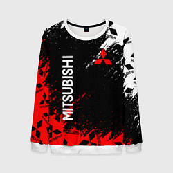 Свитшот мужской Mitsubishi - Red & White pattern, цвет: 3D-белый