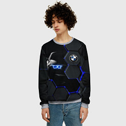 Свитшот мужской BMW НЕОН СОТЫ, цвет: 3D-меланж — фото 2