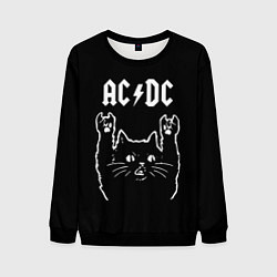 Свитшот мужской AC DC, Рок кот, цвет: 3D-черный