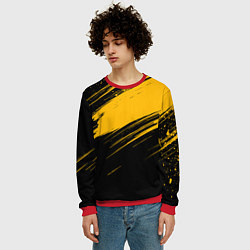 Свитшот мужской Black and yellow grunge, цвет: 3D-красный — фото 2