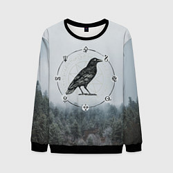 Свитшот мужской ВОРОН НА РУНАХ РУНЫ, цвет: 3D-черный