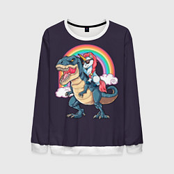 Свитшот мужской Модный Единорог На Динозавре, цвет: 3D-белый