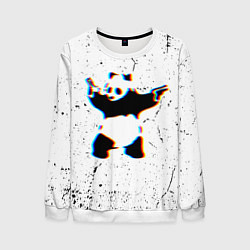 Свитшот мужской Banksy Panda with guns Бэнкси, цвет: 3D-белый