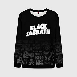 Свитшот мужской Black Sabbath логотипы рок групп, цвет: 3D-черный