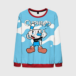 Свитшот мужской Cuphead синяя чашечка, цвет: 3D-красный