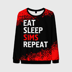 Свитшот мужской Eat Sleep Sims Repeat Краска, цвет: 3D-черный