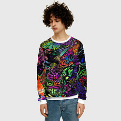 Свитшот мужской Абстрактный узор Vanguard Fashion Неон, цвет: 3D-белый — фото 2