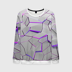 Мужской свитшот 3д плиты - белый неон
