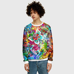 Свитшот мужской Яркое безумие Бабочки, кляксы, граффити, цвет: 3D-белый — фото 2