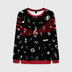Свитшот мужской Нотные Знаки с Нотным Станом, цвет: 3D-красный