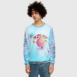 Свитшот мужской Милый поросенок с цветами, цвет: 3D-меланж — фото 2