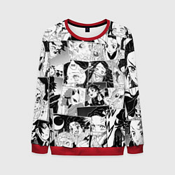 Свитшот мужской Клинок рассекающий демонов паттерн, цвет: 3D-красный