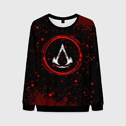 Свитшот мужской Символ Assassins Creed и краска вокруг на темном ф, цвет: 3D-черный