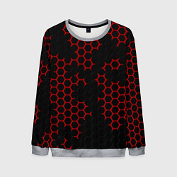 Мужской свитшот НАНОКОСТЮМ Black and Red Hexagon Гексагоны