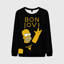 Свитшот мужской Bon Jovi Гомер Симпсон Рокер, цвет: 3D-черный