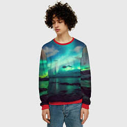 Свитшот мужской Aurora borealis, цвет: 3D-красный — фото 2