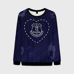 Свитшот мужской Лого Everton в сердечке на фоне мячей, цвет: 3D-черный