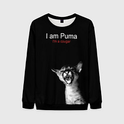 Свитшот мужской Im a Puma Im a cougar, цвет: 3D-черный