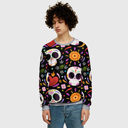 Свитшот мужской Веселые черепа в цветах, цвет: 3D-меланж — фото 2