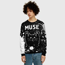 Свитшот мужской Группа Muse и Рок Кот, цвет: 3D-черный — фото 2
