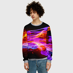 Свитшот мужской Abstract colorful waves, цвет: 3D-меланж — фото 2
