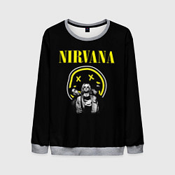 Свитшот мужской NIRVANA логотип и исполнители, цвет: 3D-меланж