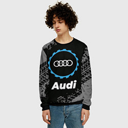 Свитшот мужской Audi в стиле Top Gear со следами шин на фоне, цвет: 3D-черный — фото 2