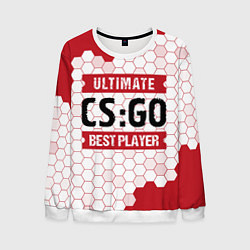 Свитшот мужской CS:GO: красные таблички Best Player и Ultimate, цвет: 3D-белый