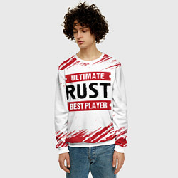 Свитшот мужской Rust: красные таблички Best Player и Ultimate, цвет: 3D-белый — фото 2