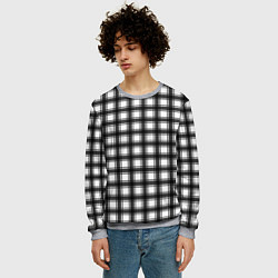 Свитшот мужской Black and white trendy checkered pattern, цвет: 3D-меланж — фото 2