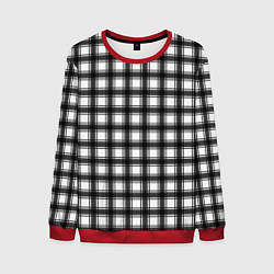 Свитшот мужской Black and white trendy checkered pattern, цвет: 3D-красный