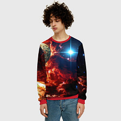 Свитшот мужской Яркая звезда в космическом пространстве, цвет: 3D-красный — фото 2
