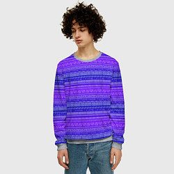 Свитшот мужской Узор в стиле бохо на фиолетовом фоне, цвет: 3D-меланж — фото 2