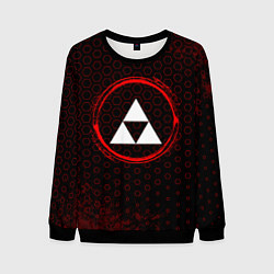 Свитшот мужской Символ Zelda и краска вокруг на темном фоне, цвет: 3D-черный